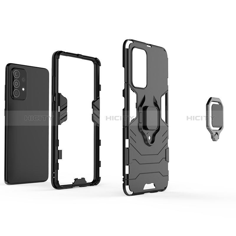 Custodia Silicone e Plastica Opaca Cover con Magnetico Anello Supporto per Samsung Galaxy A52s 5G