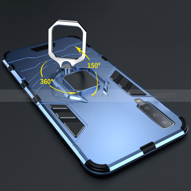 Custodia Silicone e Plastica Opaca Cover con Magnetico Anello Supporto per Samsung Galaxy A7 (2018) A750