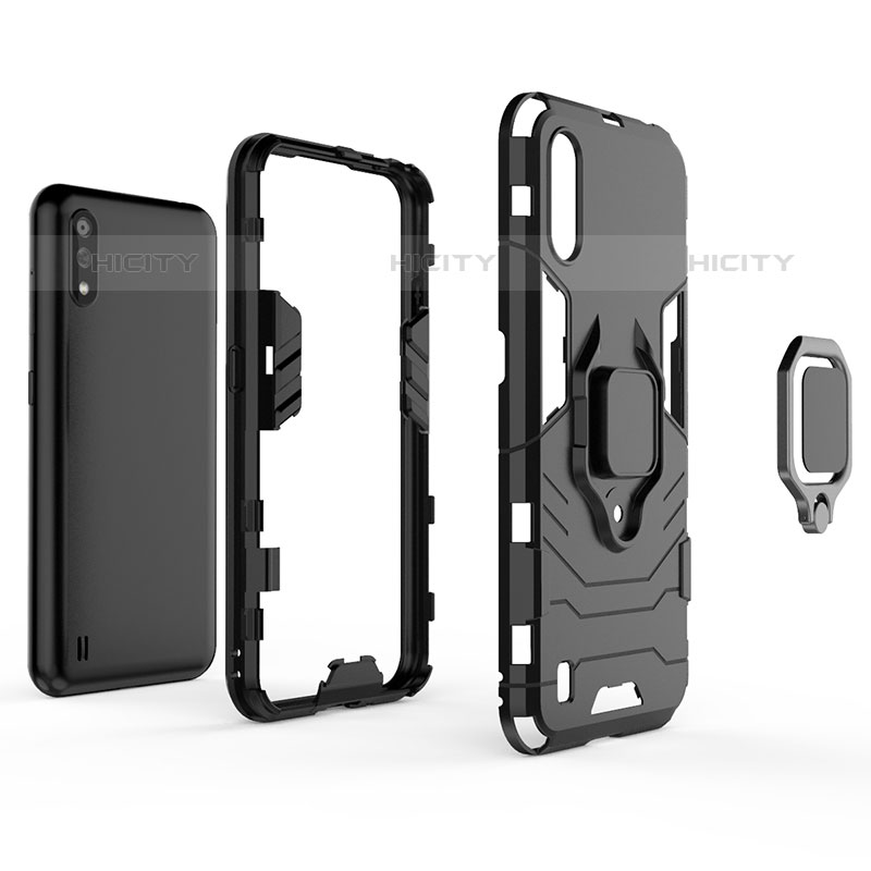 Custodia Silicone e Plastica Opaca Cover con Magnetico Anello Supporto per Samsung Galaxy M01