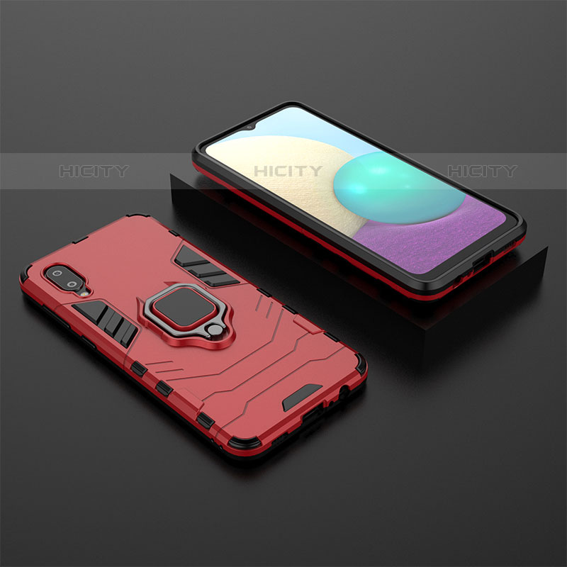 Custodia Silicone e Plastica Opaca Cover con Magnetico Anello Supporto per Samsung Galaxy M02