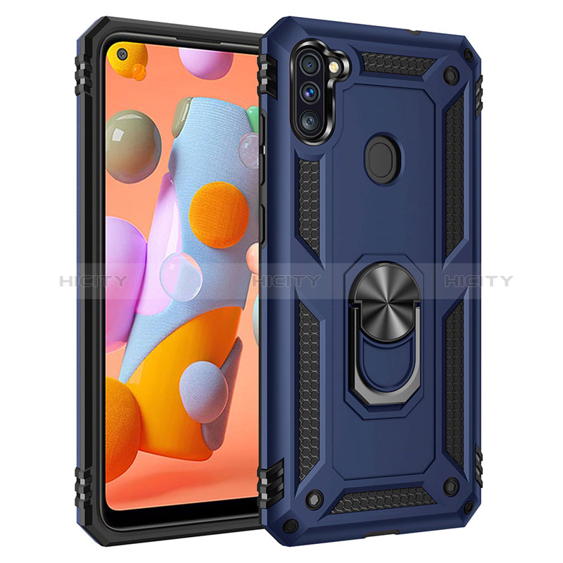 Custodia Silicone e Plastica Opaca Cover con Magnetico Anello Supporto per Samsung Galaxy M11