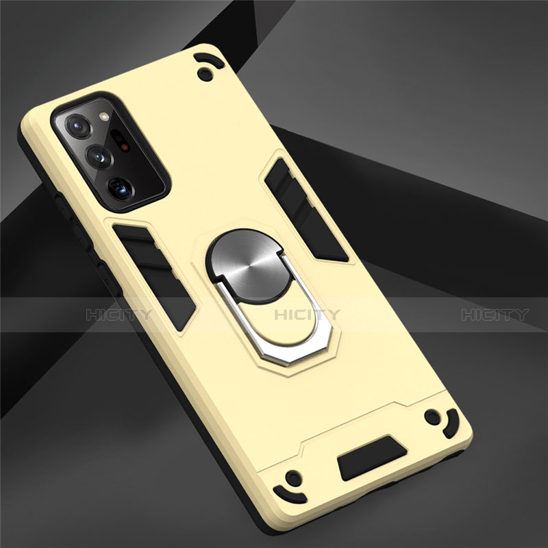 Custodia Silicone e Plastica Opaca Cover con Magnetico Anello Supporto per Samsung Galaxy Note 20 5G Oro