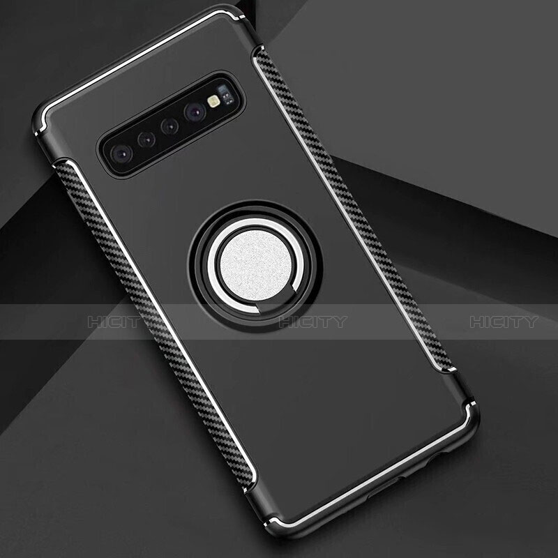 Custodia Silicone e Plastica Opaca Cover con Magnetico Anello Supporto per Samsung Galaxy S10