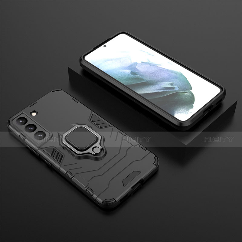 Custodia Silicone e Plastica Opaca Cover con Magnetico Anello Supporto per Samsung Galaxy S21 5G