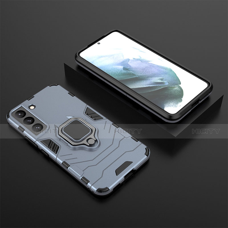 Custodia Silicone e Plastica Opaca Cover con Magnetico Anello Supporto per Samsung Galaxy S21 5G