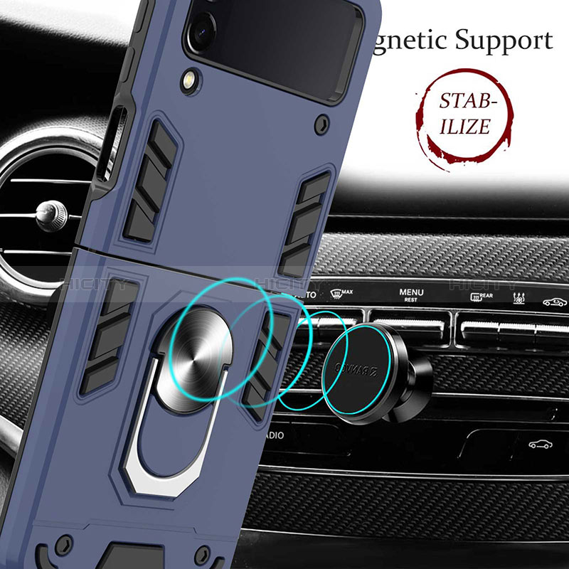 Custodia Silicone e Plastica Opaca Cover con Magnetico Anello Supporto per Samsung Galaxy Z Flip3 5G