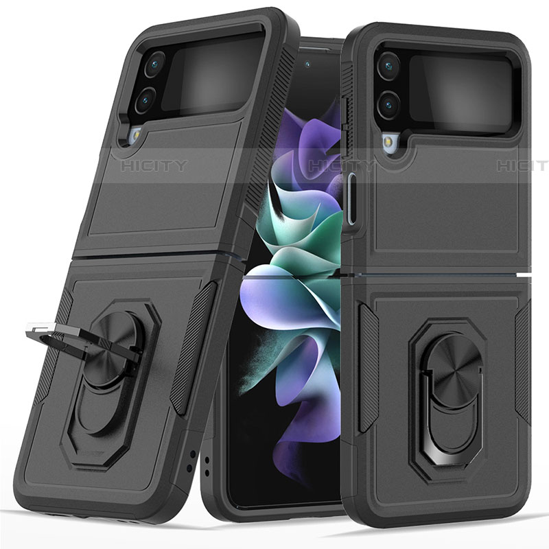 Custodia Silicone e Plastica Opaca Cover con Magnetico Anello Supporto per Samsung Galaxy Z Flip4 5G