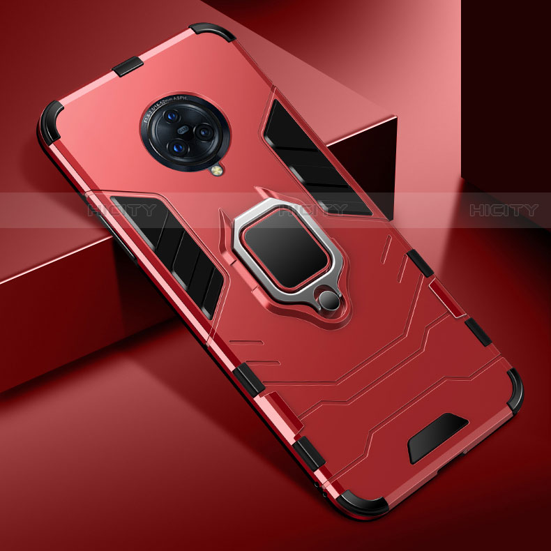 Custodia Silicone e Plastica Opaca Cover con Magnetico Anello Supporto per Vivo Nex 3 5G Rosso