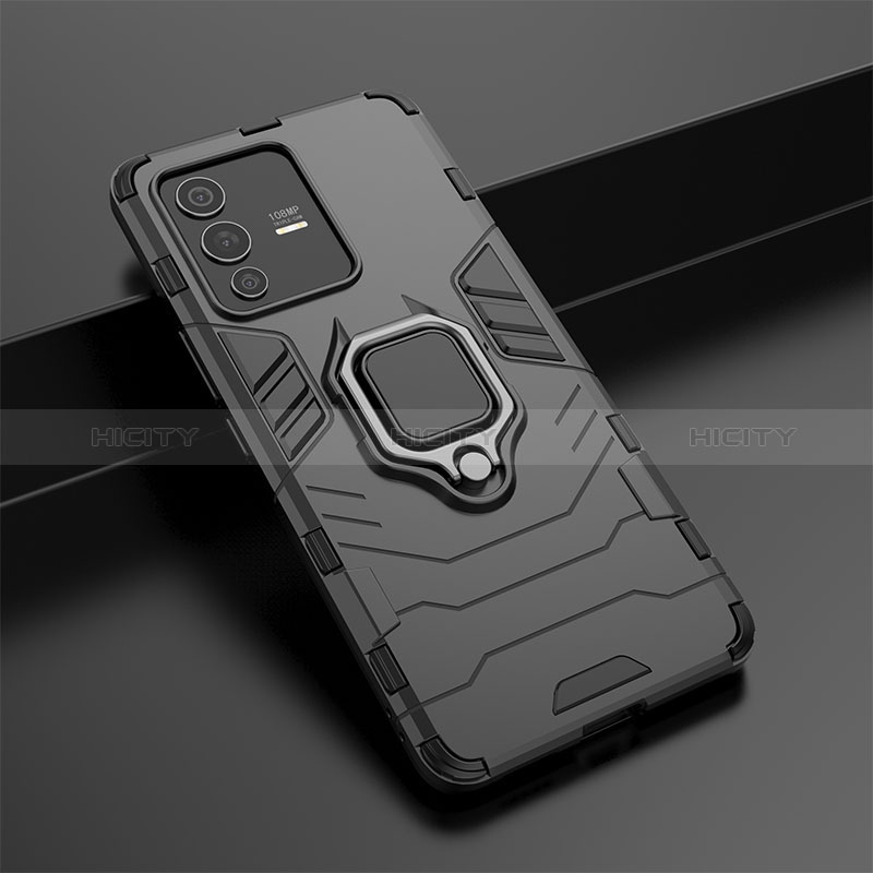 Custodia Silicone e Plastica Opaca Cover con Magnetico Anello Supporto per Vivo V23 Pro 5G