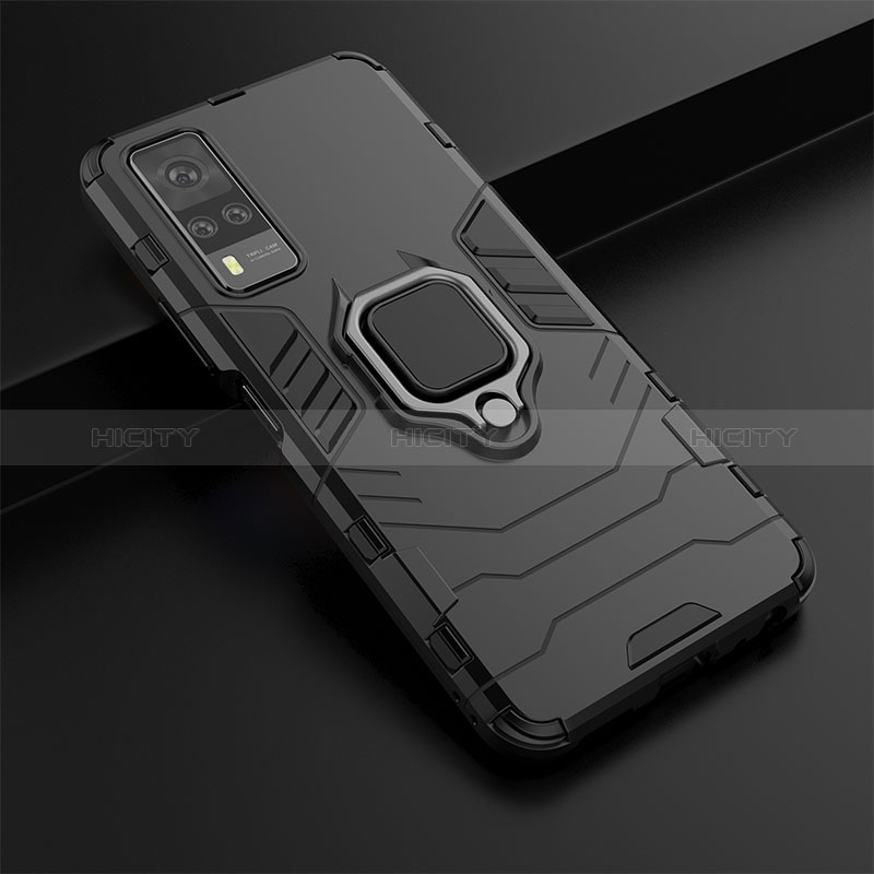 Custodia Silicone e Plastica Opaca Cover con Magnetico Anello Supporto per Vivo Y53s 4G