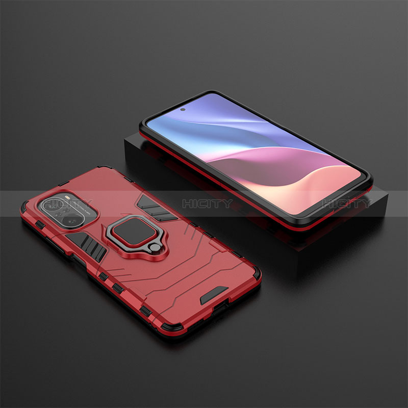 Custodia Silicone e Plastica Opaca Cover con Magnetico Anello Supporto per Xiaomi Mi 11i 5G Rosso