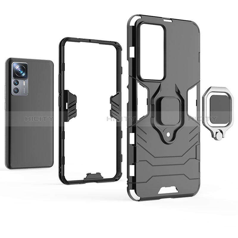 Custodia Silicone e Plastica Opaca Cover con Magnetico Anello Supporto per Xiaomi Mi 12T Pro 5G