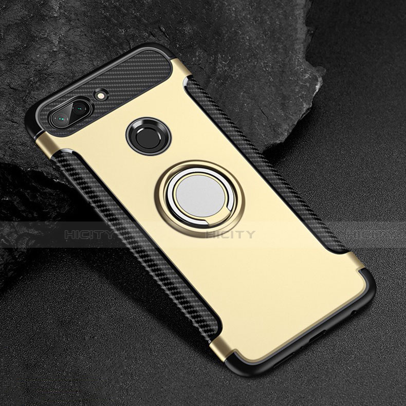 Custodia Silicone e Plastica Opaca Cover con Magnetico Anello Supporto per Xiaomi Mi 8 Lite Oro