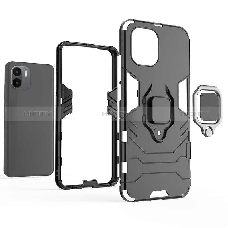 Custodia Silicone e Plastica Opaca Cover con Magnetico Anello Supporto per Xiaomi Poco C50