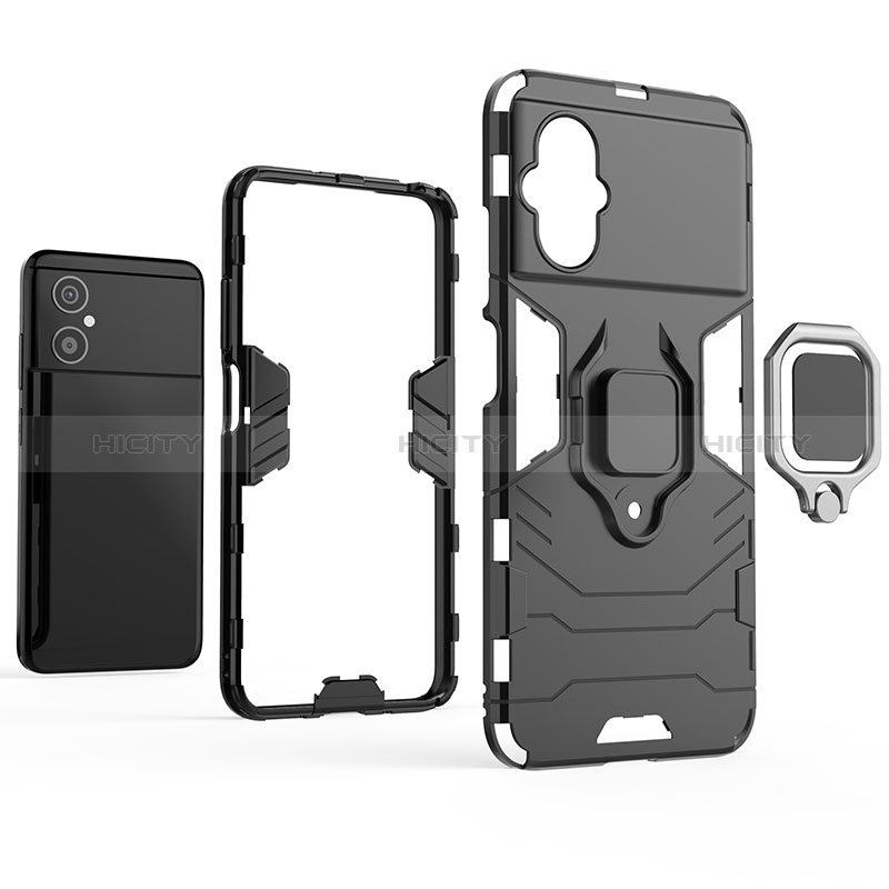 Custodia Silicone e Plastica Opaca Cover con Magnetico Anello Supporto per Xiaomi Poco M4 5G