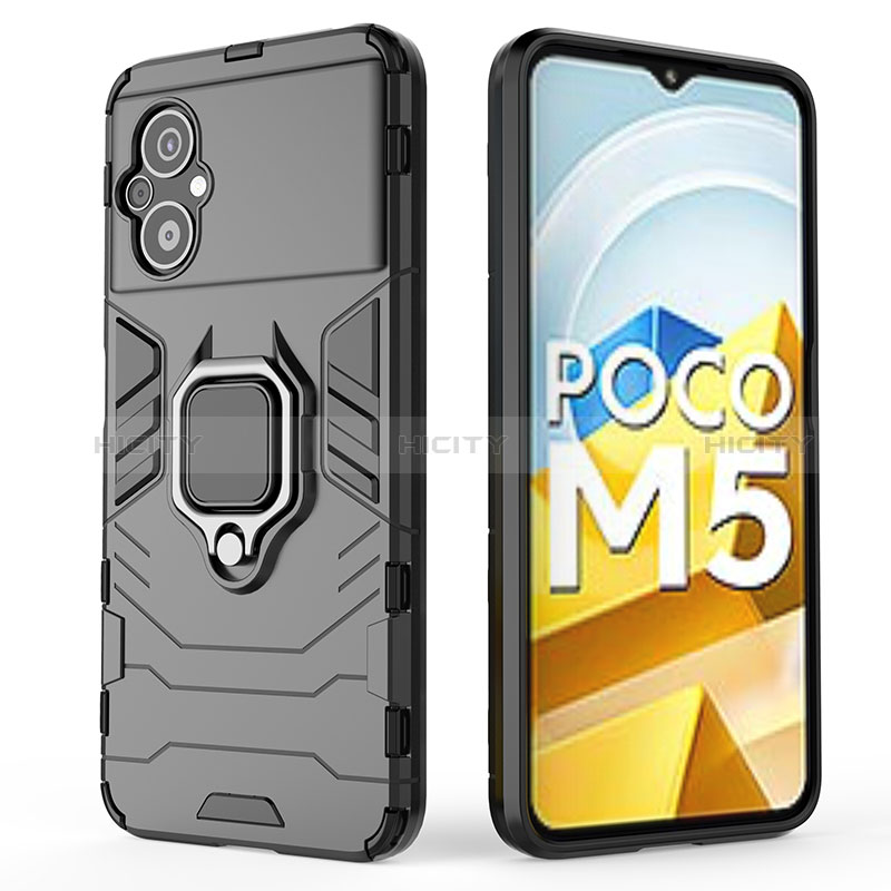 Custodia Silicone e Plastica Opaca Cover con Magnetico Anello Supporto per Xiaomi Poco M5 4G