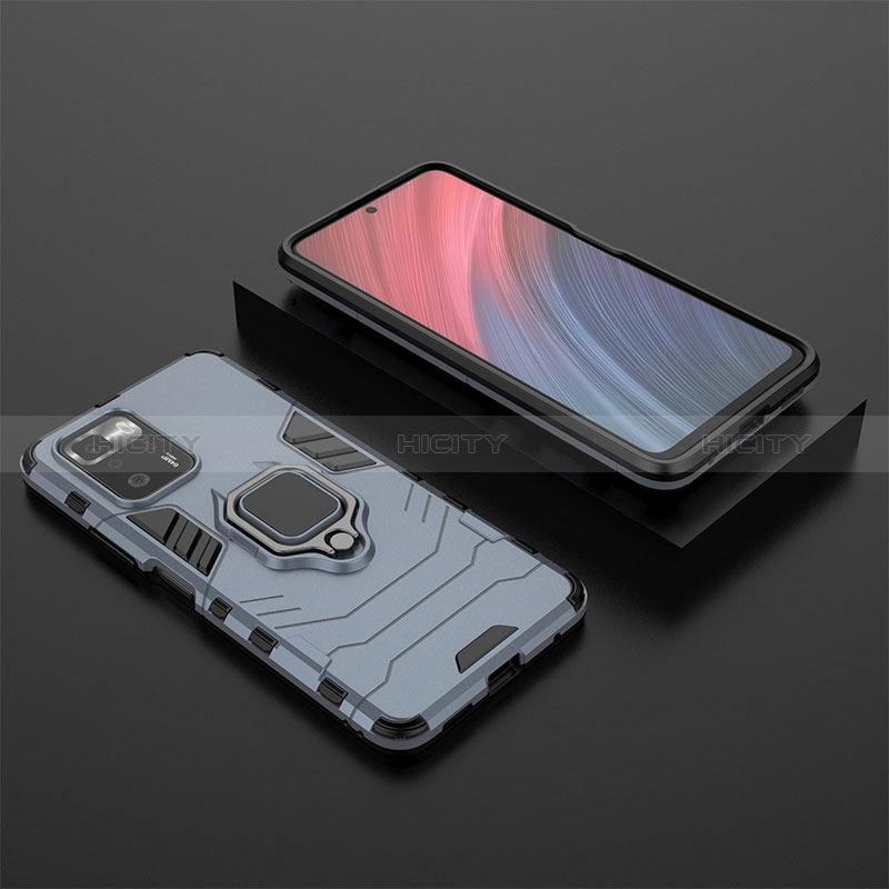 Custodia Silicone e Plastica Opaca Cover con Magnetico Anello Supporto per Xiaomi Poco X3 GT 5G Blu