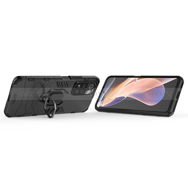 Custodia Silicone e Plastica Opaca Cover con Magnetico Anello Supporto per Xiaomi Poco X4 NFC