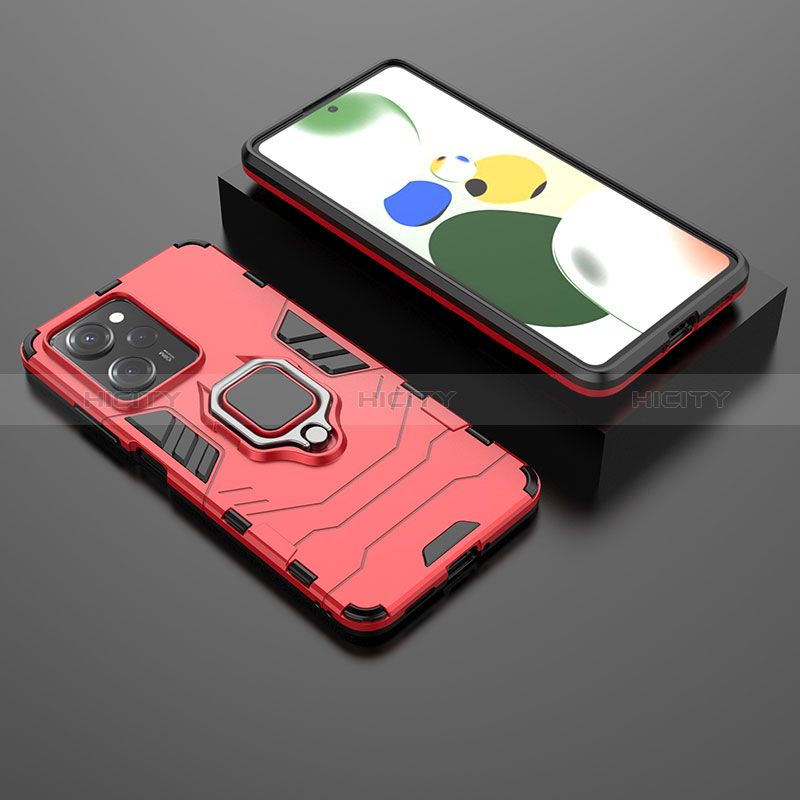 Custodia Silicone e Plastica Opaca Cover con Magnetico Anello Supporto per Xiaomi Poco X5 Pro 5G