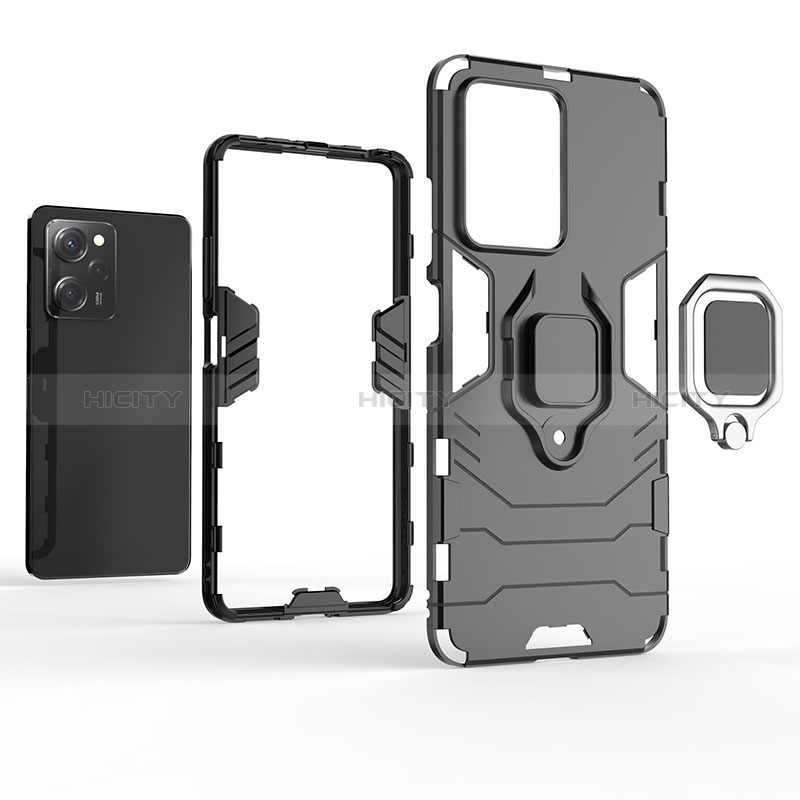 Custodia Silicone e Plastica Opaca Cover con Magnetico Anello Supporto per Xiaomi Poco X5 Pro 5G