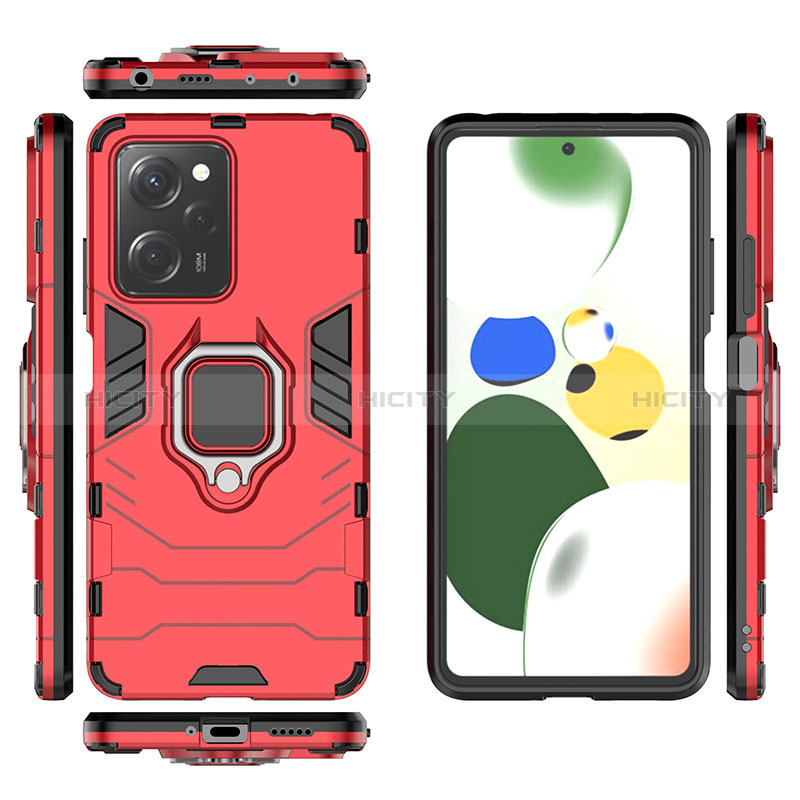 Custodia Silicone e Plastica Opaca Cover con Magnetico Anello Supporto per Xiaomi Poco X5 Pro 5G