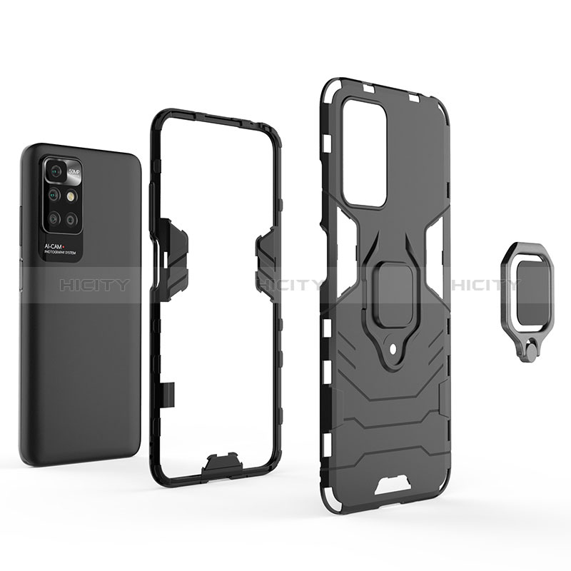 Custodia Silicone e Plastica Opaca Cover con Magnetico Anello Supporto per Xiaomi Redmi 10 (2022)