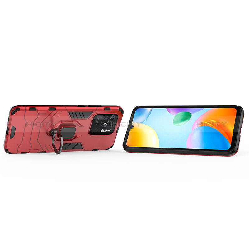 Custodia Silicone e Plastica Opaca Cover con Magnetico Anello Supporto per Xiaomi Redmi 10 India