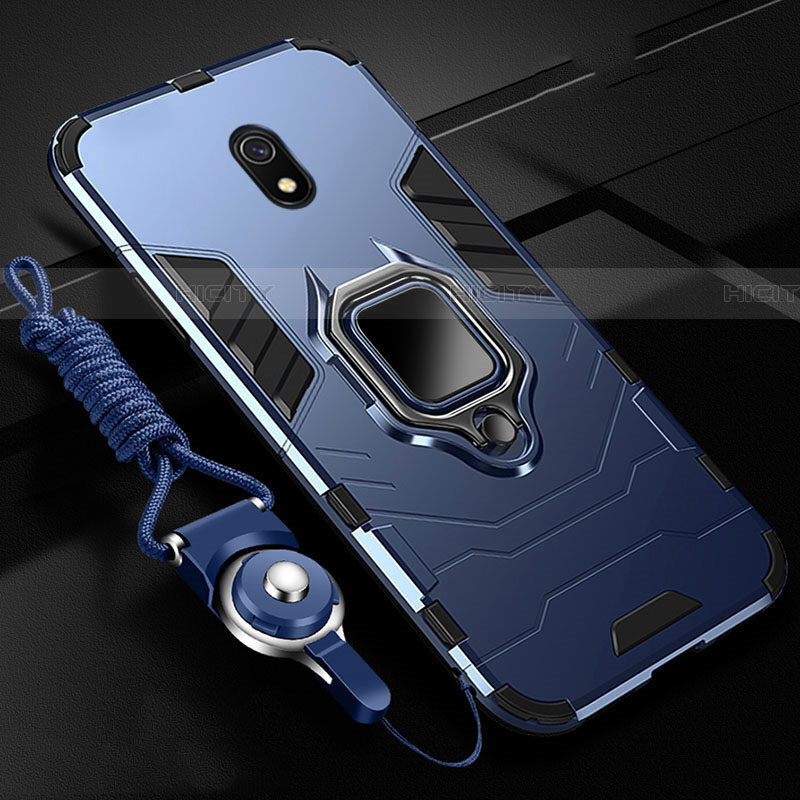 Custodia Silicone e Plastica Opaca Cover con Magnetico Anello Supporto per Xiaomi Redmi 8A Blu