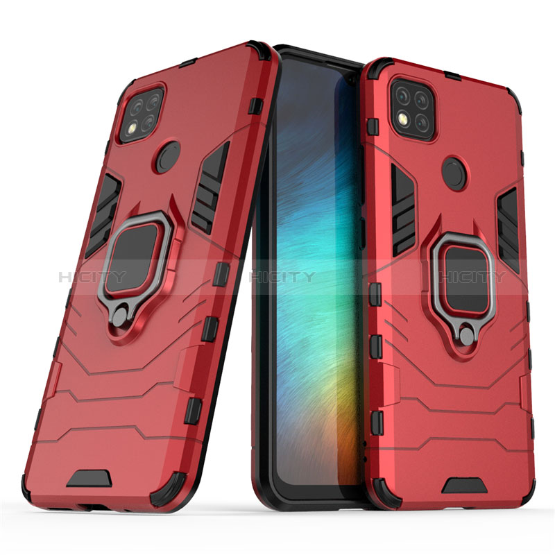 Custodia Silicone e Plastica Opaca Cover con Magnetico Anello Supporto per Xiaomi Redmi 9 Activ