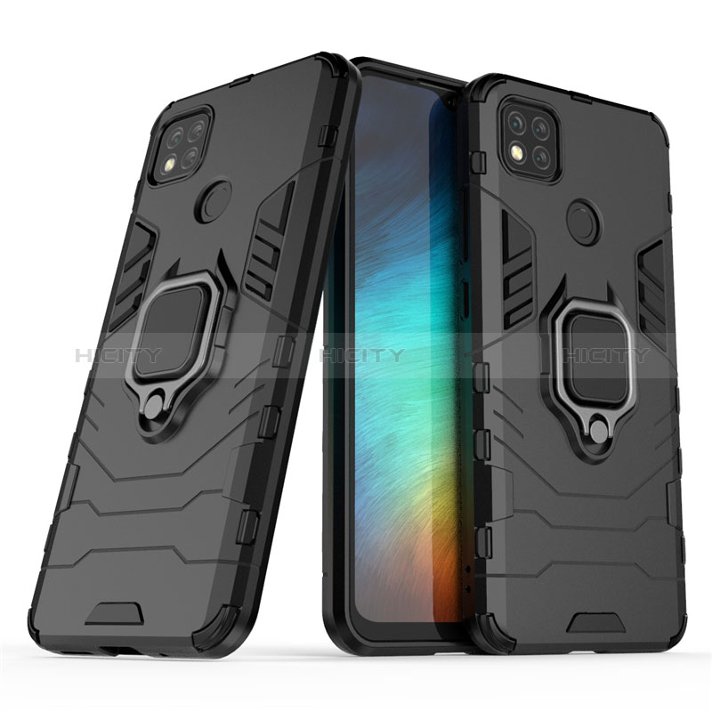 Custodia Silicone e Plastica Opaca Cover con Magnetico Anello Supporto per Xiaomi Redmi 9 Activ