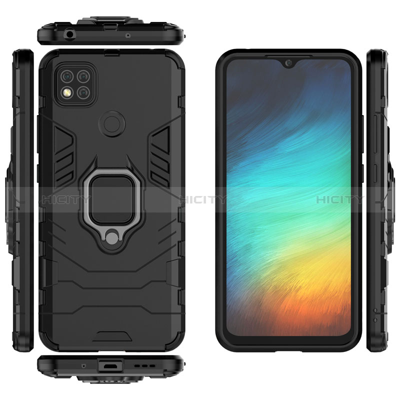 Custodia Silicone e Plastica Opaca Cover con Magnetico Anello Supporto per Xiaomi Redmi 9 Activ