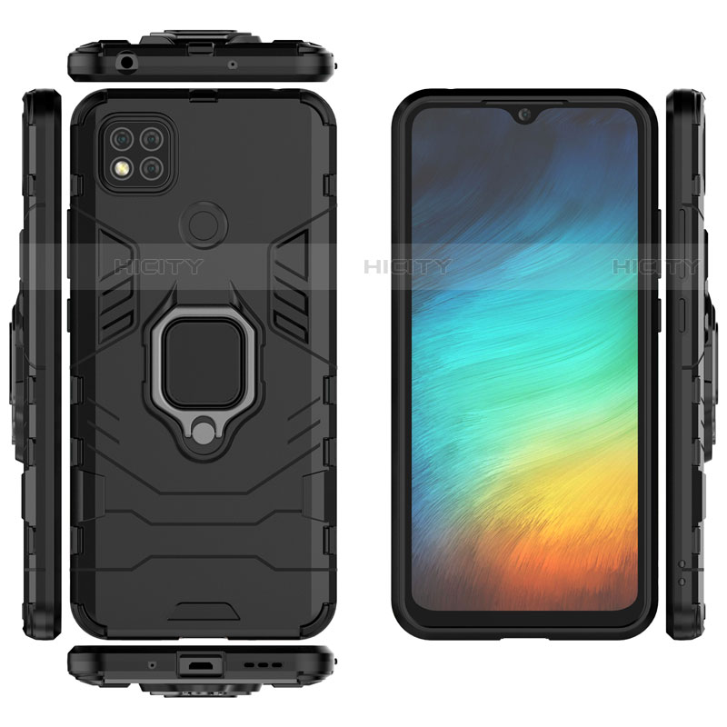 Custodia Silicone e Plastica Opaca Cover con Magnetico Anello Supporto per Xiaomi Redmi 9C