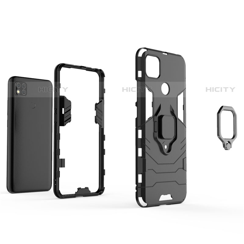 Custodia Silicone e Plastica Opaca Cover con Magnetico Anello Supporto per Xiaomi Redmi 9C