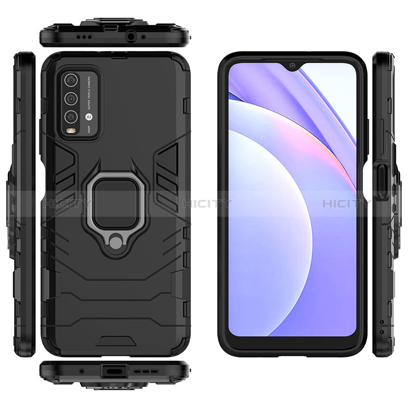 Custodia Silicone e Plastica Opaca Cover con Magnetico Anello Supporto per Xiaomi Redmi 9T 4G