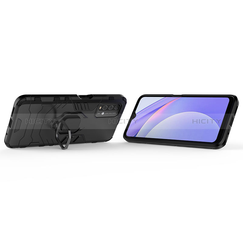 Custodia Silicone e Plastica Opaca Cover con Magnetico Anello Supporto per Xiaomi Redmi 9T 4G