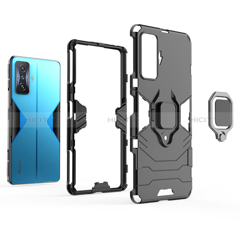 Custodia Silicone e Plastica Opaca Cover con Magnetico Anello Supporto per Xiaomi Redmi K50 Gaming 5G