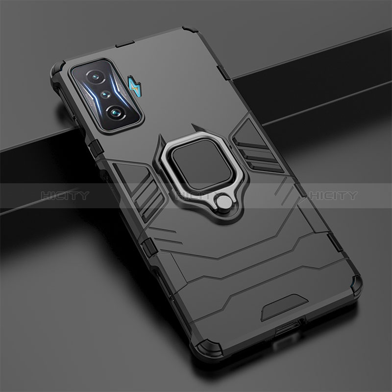 Custodia Silicone e Plastica Opaca Cover con Magnetico Anello Supporto per Xiaomi Redmi K50 Gaming 5G