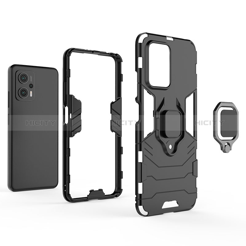 Custodia Silicone e Plastica Opaca Cover con Magnetico Anello Supporto per Xiaomi Redmi K50i 5G