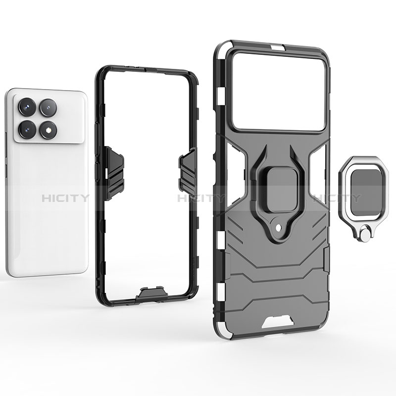 Custodia Silicone e Plastica Opaca Cover con Magnetico Anello Supporto per Xiaomi Redmi K70E 5G