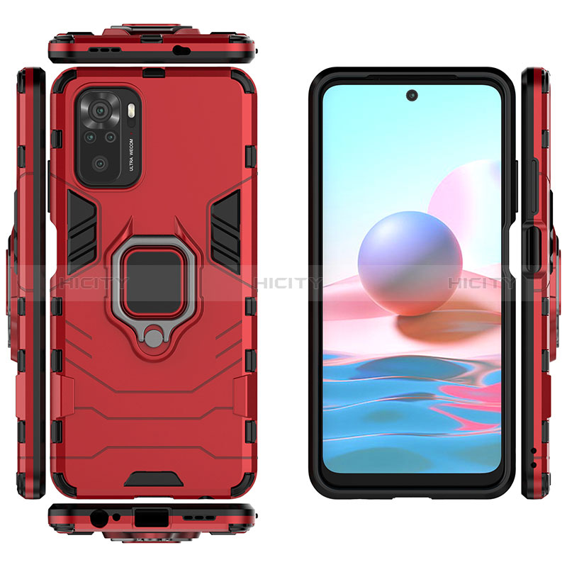 Custodia Silicone e Plastica Opaca Cover con Magnetico Anello Supporto per Xiaomi Redmi Note 10 4G