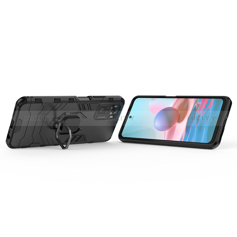 Custodia Silicone e Plastica Opaca Cover con Magnetico Anello Supporto per Xiaomi Redmi Note 10 4G