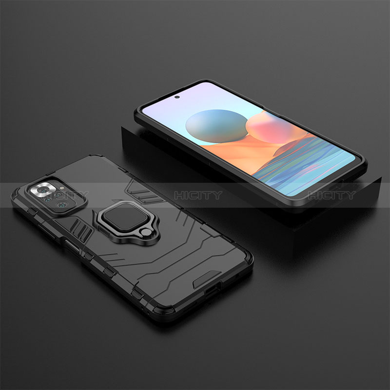 Custodia Silicone e Plastica Opaca Cover con Magnetico Anello Supporto per Xiaomi Redmi Note 10 Pro 4G