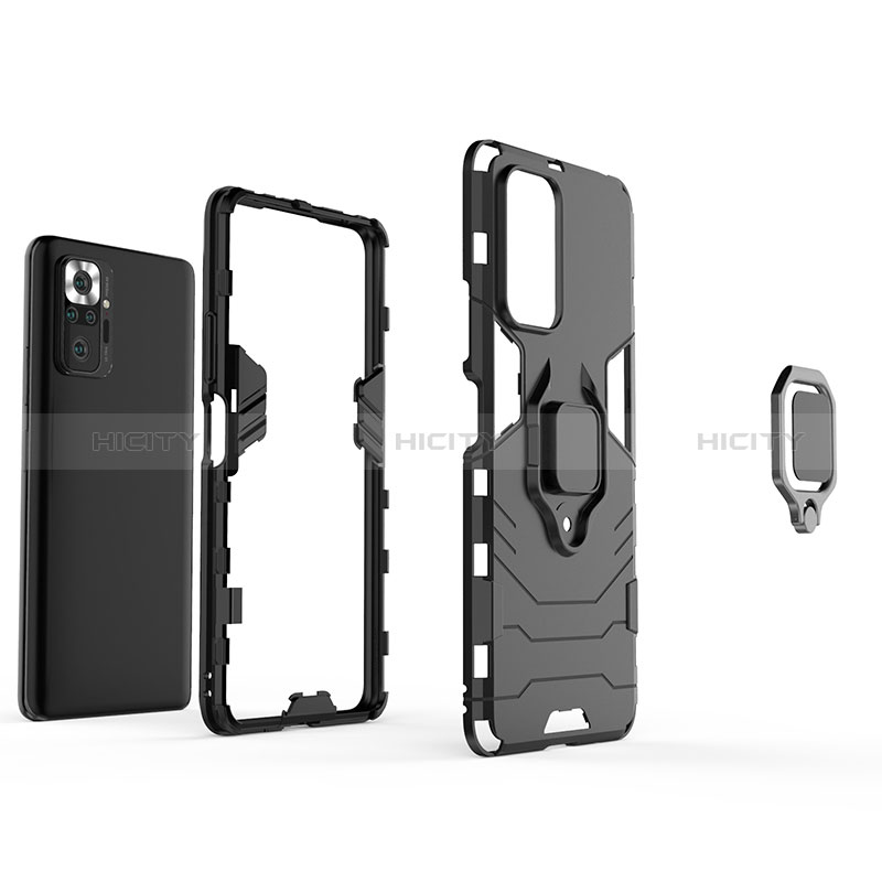 Custodia Silicone e Plastica Opaca Cover con Magnetico Anello Supporto per Xiaomi Redmi Note 10 Pro 4G