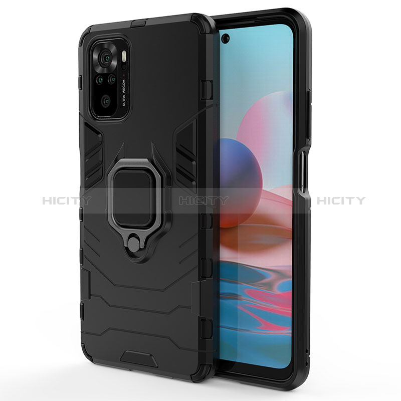 Custodia Silicone e Plastica Opaca Cover con Magnetico Anello Supporto per Xiaomi Redmi Note 10S 4G