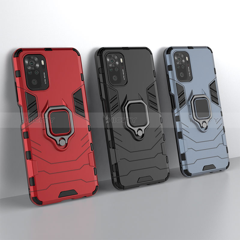 Custodia Silicone e Plastica Opaca Cover con Magnetico Anello Supporto per Xiaomi Redmi Note 10S 4G