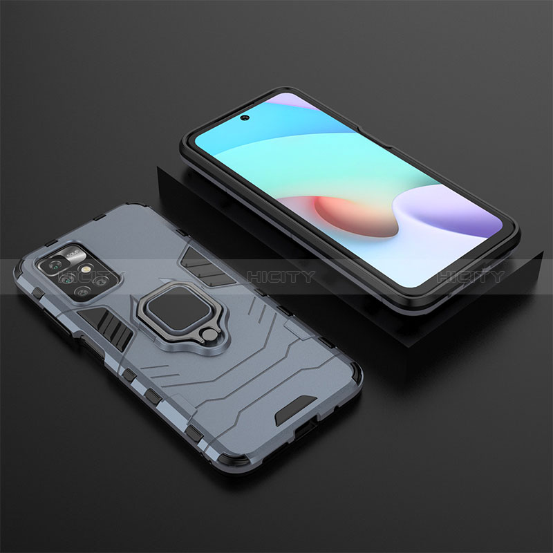 Custodia Silicone e Plastica Opaca Cover con Magnetico Anello Supporto per Xiaomi Redmi Note 11 4G (2021) Blu