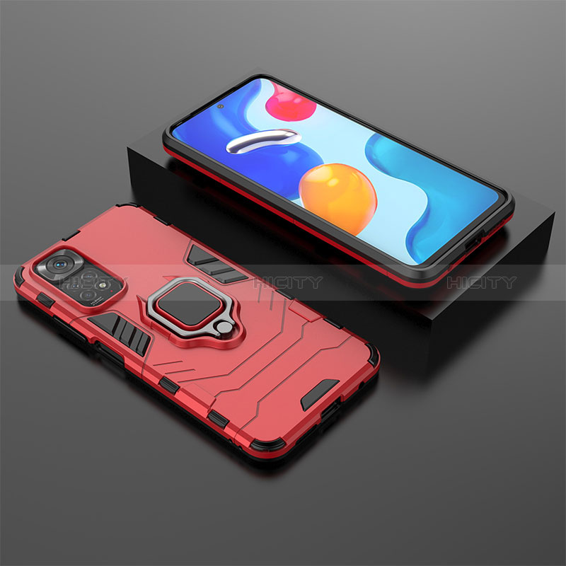 Custodia Silicone e Plastica Opaca Cover con Magnetico Anello Supporto per Xiaomi Redmi Note 11 4G (2022)