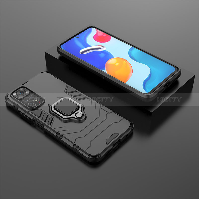 Custodia Silicone e Plastica Opaca Cover con Magnetico Anello Supporto per Xiaomi Redmi Note 11 4G (2022)