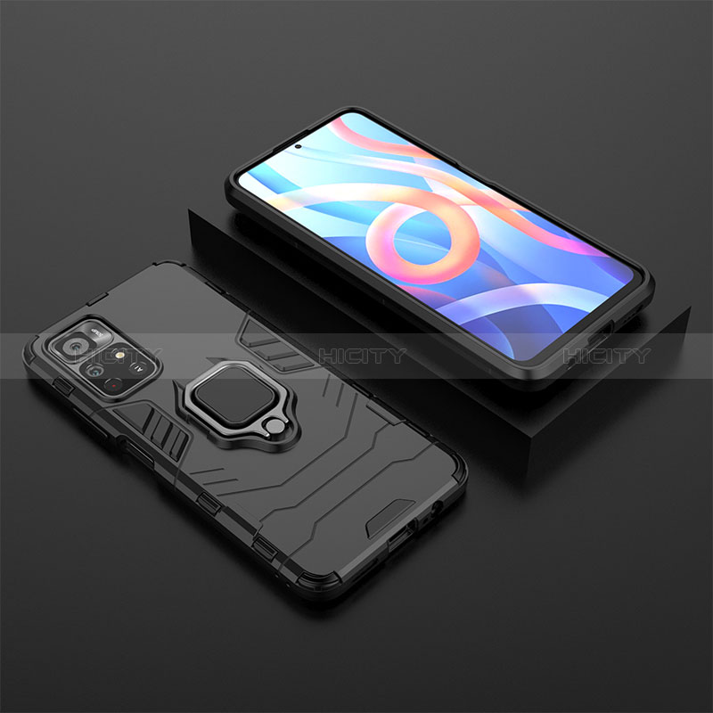 Custodia Silicone e Plastica Opaca Cover con Magnetico Anello Supporto per Xiaomi Redmi Note 11 5G