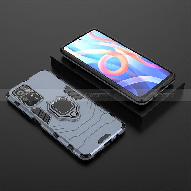 Custodia Silicone e Plastica Opaca Cover con Magnetico Anello Supporto per Xiaomi Redmi Note 11 5G